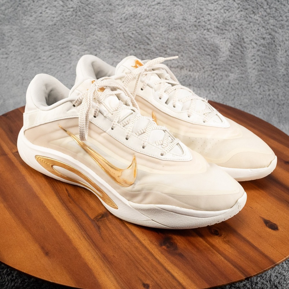 Nike A'One Sail/Metallic Gold Basketball FZ8605-102 Women Size 14.5 / Men Sz 13